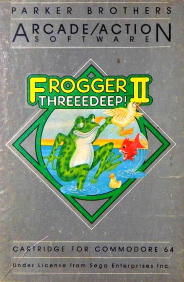 Frogger II: Threedeep box art for Commodore 64
